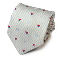 Светлый шелковый галстук в гармонирующую полоску и красно-синие квадраты Ken Scott 822041