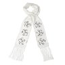 Белый шелковый шарф с бахромой  с пайетками 848939