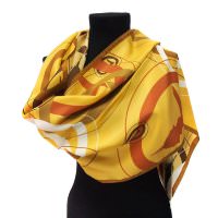 Шелковый шарф золотого оттенка с дизайнерским принтом Trussardi 820964