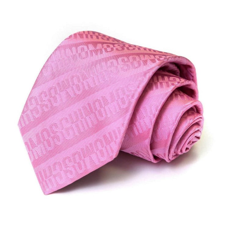 Розовый галстук с буквами в полоску Moschino 34334