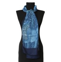 Синий шарф с леопардовым рисунком 40137