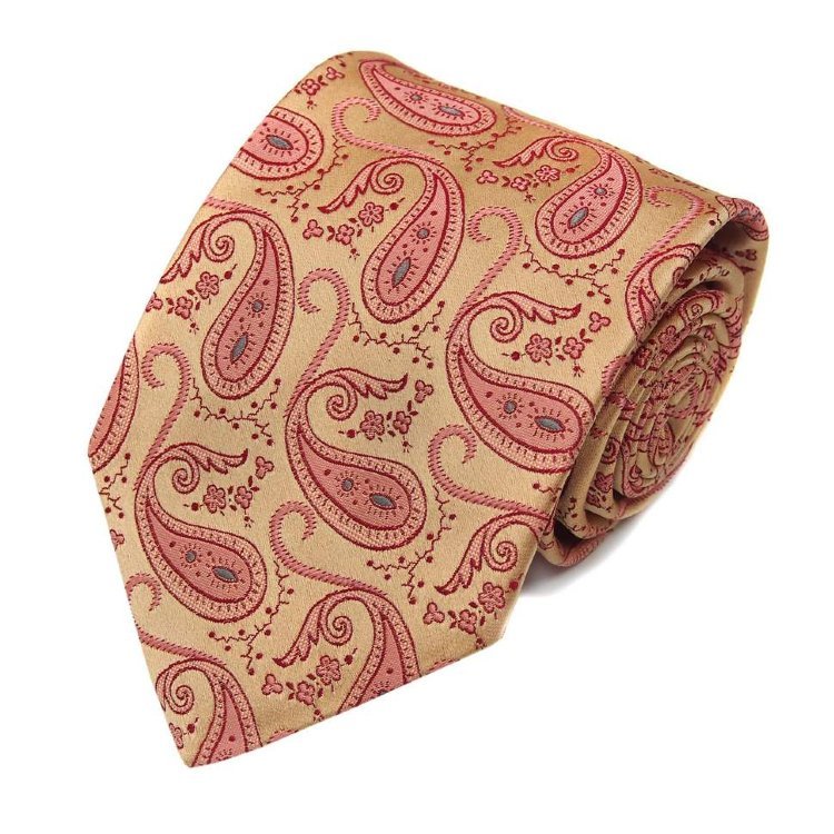 Золотисто-бежевый галстук в крупный огурчик Christian Lacroix 820143