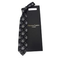 Черный стильный галстук в белый мелкий огурчик Christian Lacroix 820146