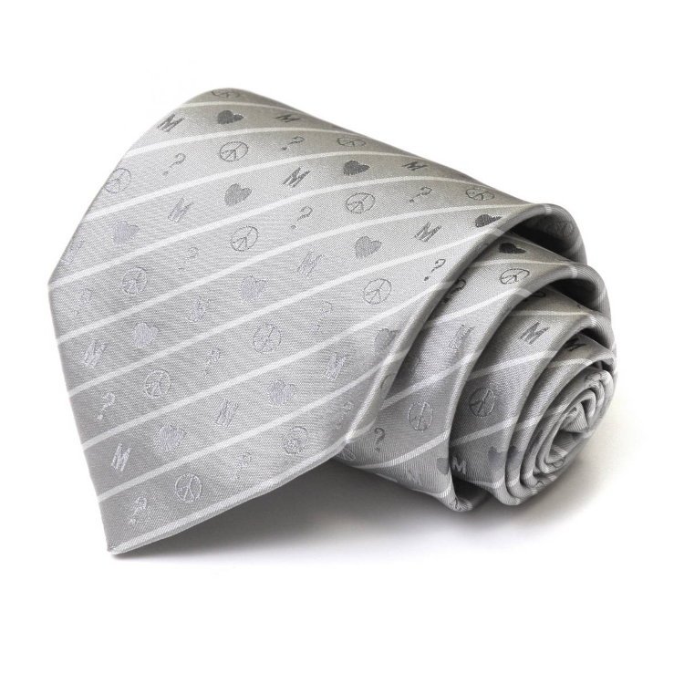 Серебристый галстук с мелкими рисунками Moschino 34474