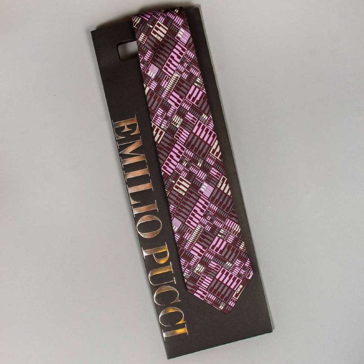 Шелковый галстук с оригинальным рисунком Emilio Pucci 101849