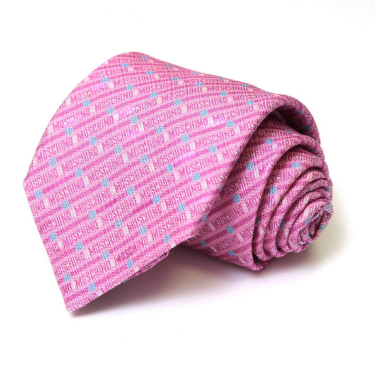 Темно-розовый галстук с надписями Moschino 34550