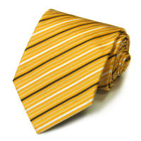 Шелковый мужской галстук в белые и коричневые полосы Celine 825854