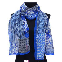 Стильный синий шарф для лета Mila Schon 821795