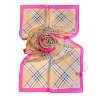 Шелковый шарф в клетку с розовый каймой Marina D`este 62093