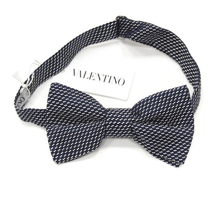 Пестрый галстук бабочка темно-синего цвета с белыми вкраплениями Valentino 813301