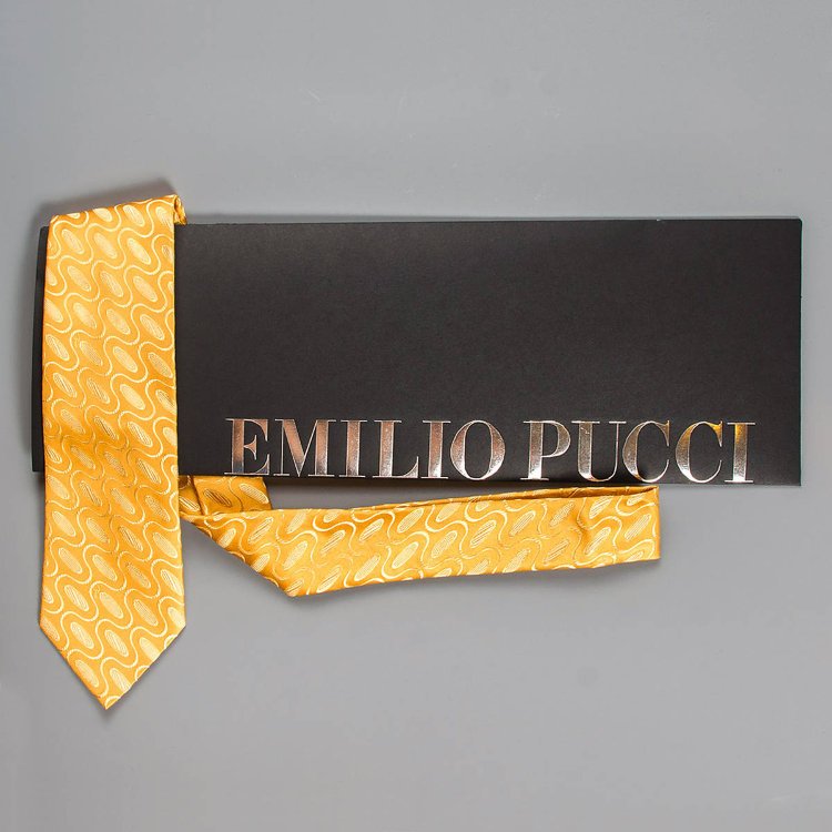 Ярко-золотистый жаккардовый галстук Emilio Pucci 101882