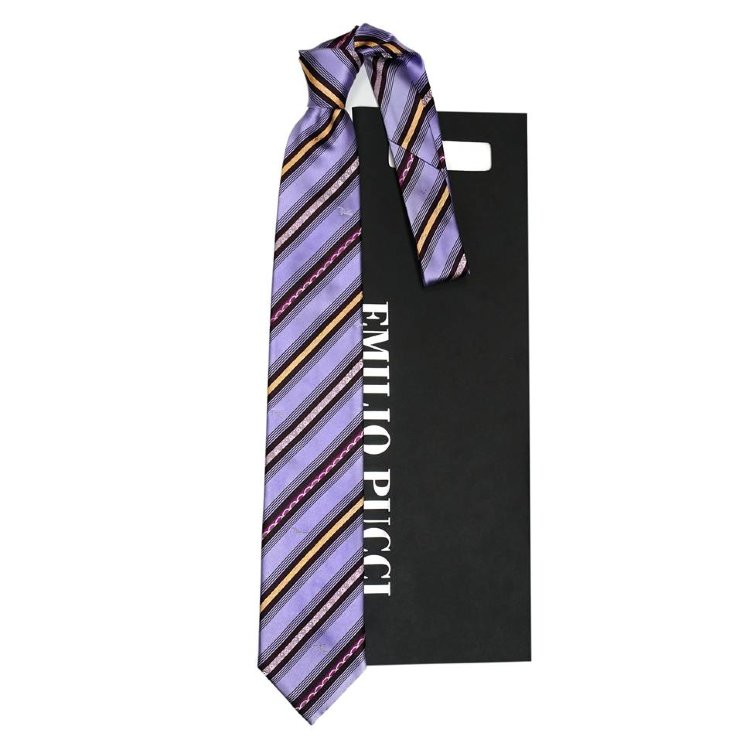 Сиреневый галстук в классическую полоску  Emilio Pucci 848650