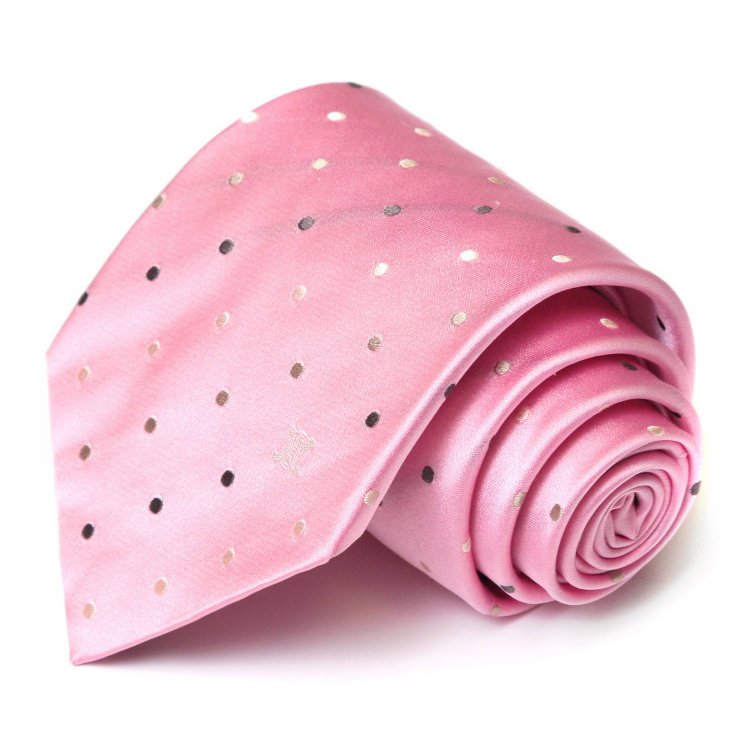 Галстук в розовых тонах с полосками из горошка Celine 58992