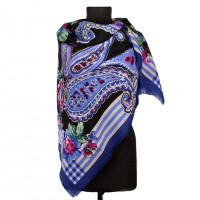 Большой зимний женский платок черно-синий Coveri Collection 73682