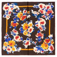 Темный платок с яркими цветами Marina D'este 812017