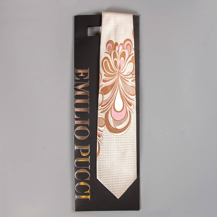 Светло-кремовый мужской галстук с узором Emilio Pucci 101910