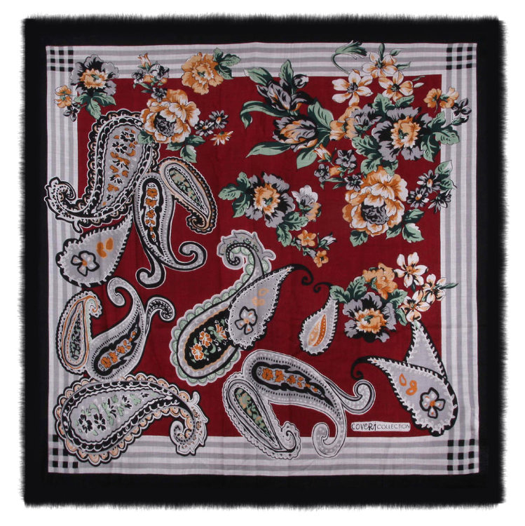 Большой шерстяной платок с оригинальным узором Coveri Collection 73688