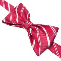 Красный галстук бабочка в белую полоску Rene Lezard 810004