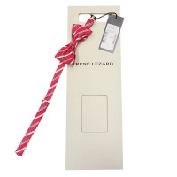 Красный галстук бабочка в белую полоску Rene Lezard 810004