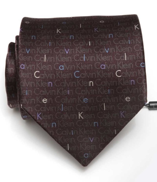 Молодежный темно-бордовый галстук с надписями Calvin Klein 2252