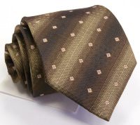 Удлиненный коричневый галстук в квадратик КлабСета 0061
