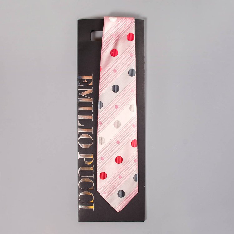 Светло-розовый мужской галстук в горошек Emilio Pucci 101919