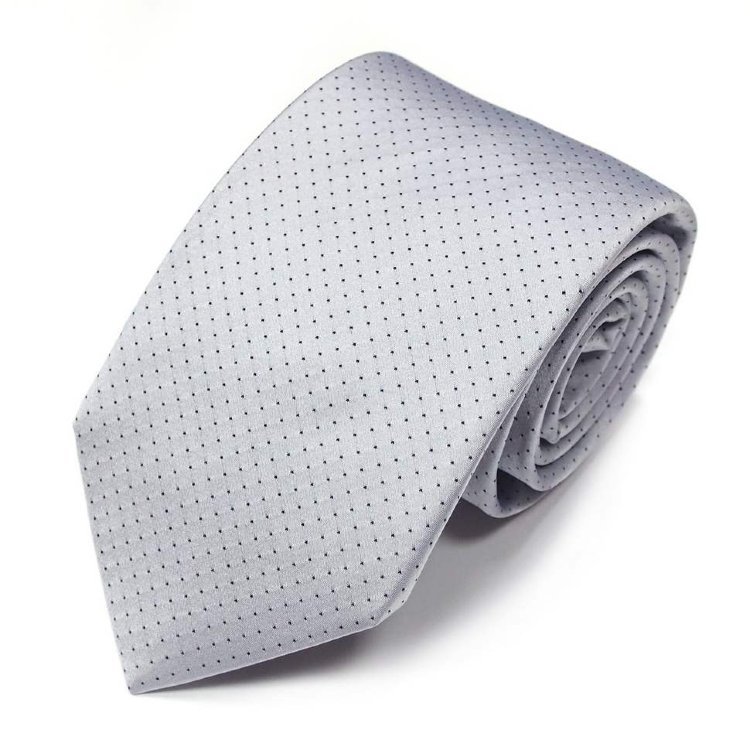 Серебристый галстук в темный мелкий горох Club Seta 820743