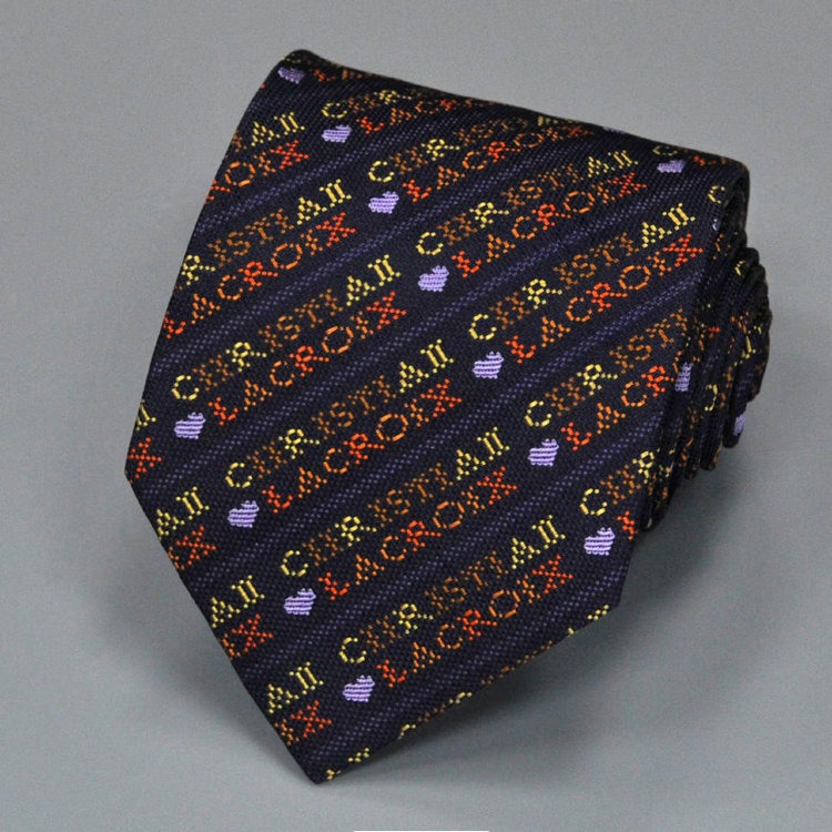 Темно-синий мужской галстук с фиолетовым отливом с логотипом Christian Lacroix 836538