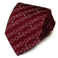 Насыщенно-вишневый шелковый галстук с брендированными изображениями Celine 825424