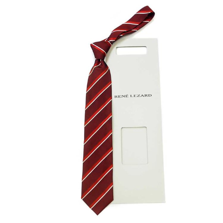 Классический шелковый галстук в красно-белые полоски Rene Lezard 822683