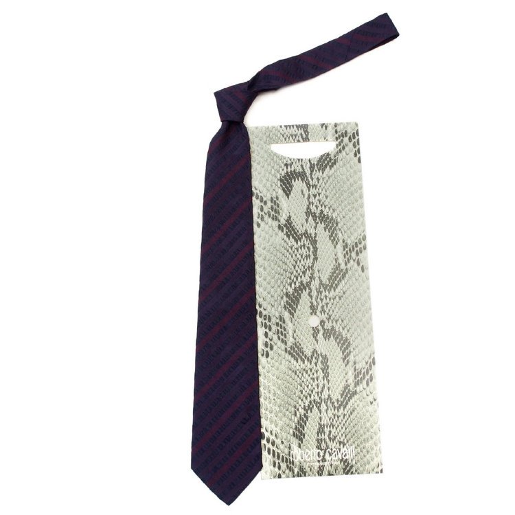 Чернильный молодежный фактурный галстук Roberto Cavalli 824772