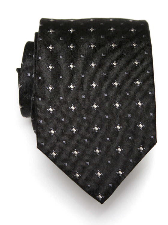 Черный галстук удлиненный и классический с мелким рисунком Club Seta 8035