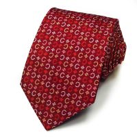 Красный галстук разнообразными логотипами по всей длине Celine 823501