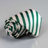 Галстук с белыми и зелеными полосками Rene Lezard 102154
