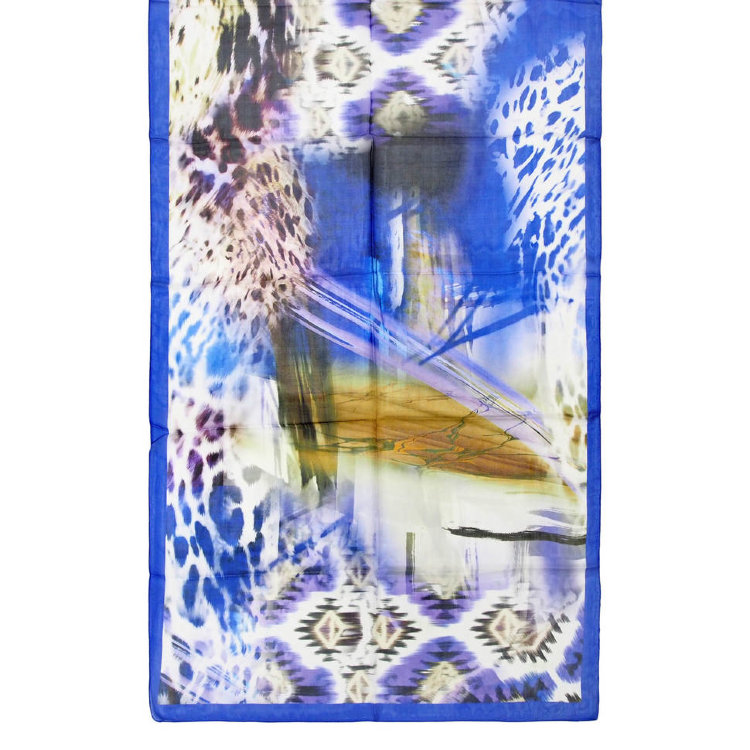 Шелковый палантин в синих тонах с абстракцией Barbieri 822626