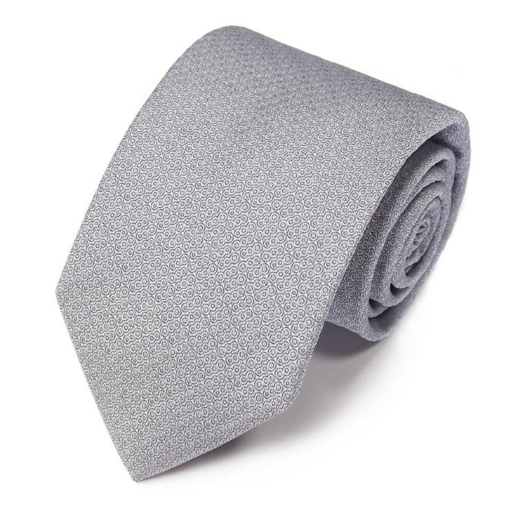 Светло-серый летний галстук с интересным плетением Club Seta 820795
