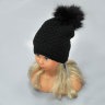 Черная женская шапка с пушистым помпоном Marina Deste 834270