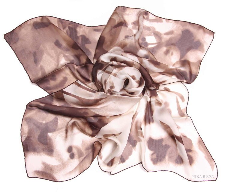 Бежево-коричневый платок головной Nina Ricci 10539