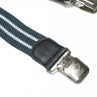 Серые усиленные подтяжки с белыми полосками 842679