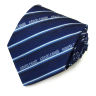 Синий галстук с яркими полосами и надписями по всей длине Roberto Cavalli 824182
