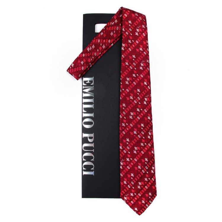 Пестрый галстук в бордовых тонах Emilio Pucci 66744