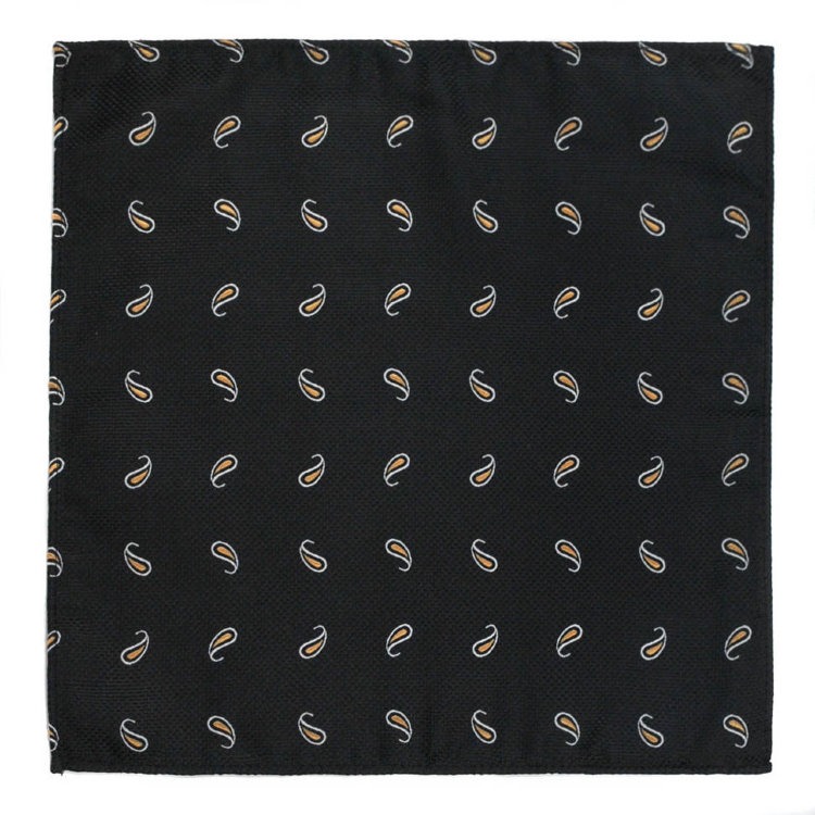 Стильный черный карманный платок с узором пейсли 833524