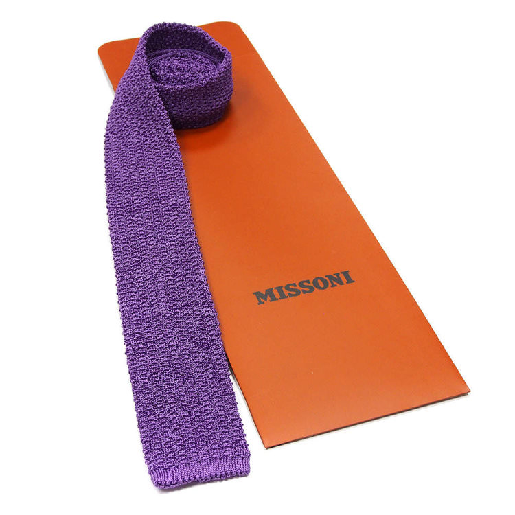 Фиолетовый итальянский вязаный галстук для мужчин Missoni 810595