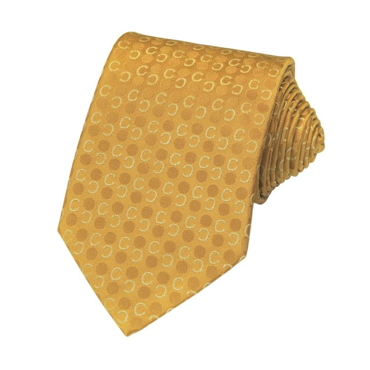 Желтый мужской галстук с жаккардом в форме кругов Celine 825599