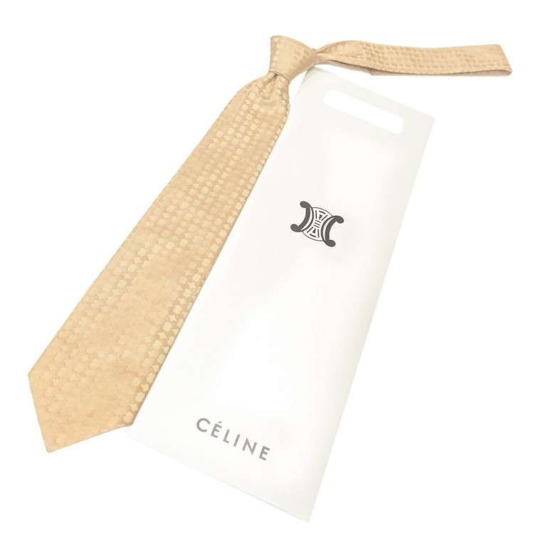 Шелковый желтый галстук с интересным жаккардовым рисунком Celine 825608