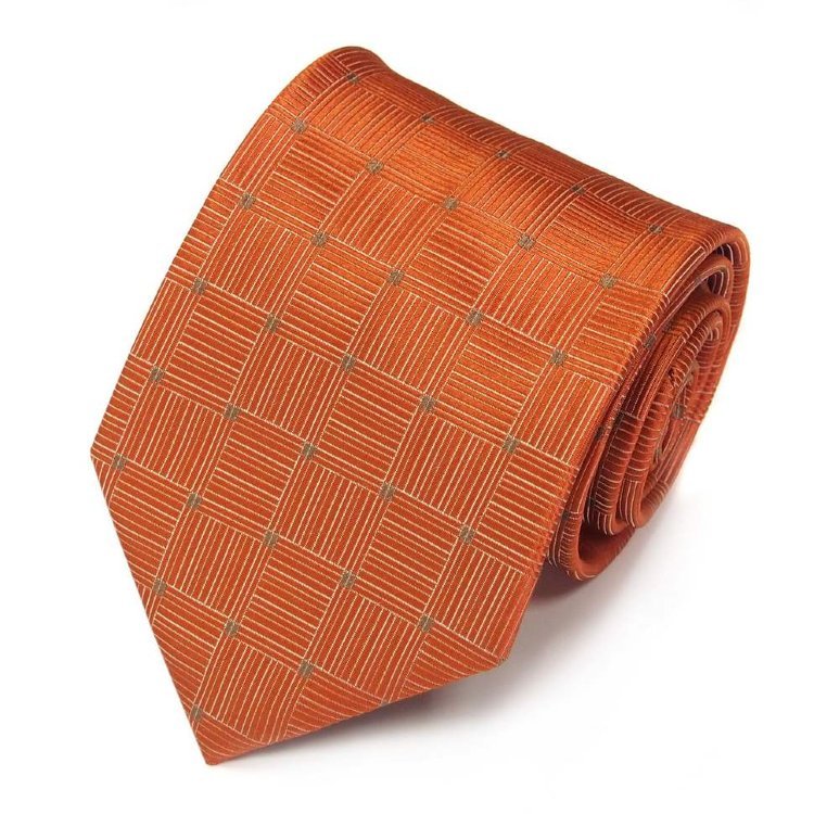 Оранжевый галстук с интересным плетением Club Seta 820883