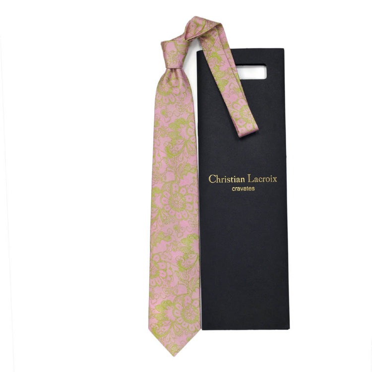 Розовый галстук с зеленым узором Christian Lacroix 837362