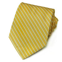 Желтый шелковый галстук в классическую белую полоску Celine 825635