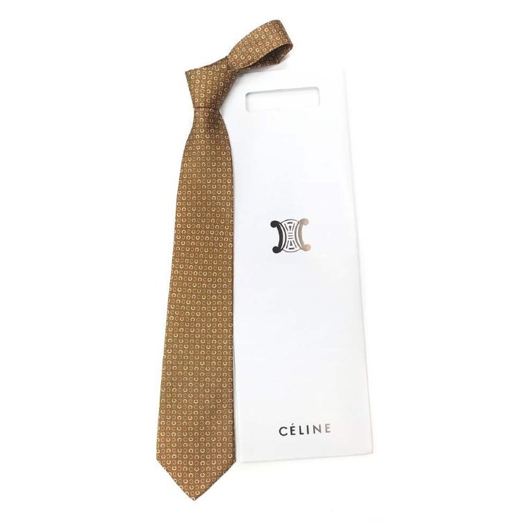 Коричневый галстук с логотипом Celine 820245