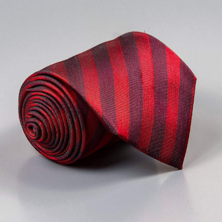 Бордовый галстук с синими полосками Rene Lezard 102245